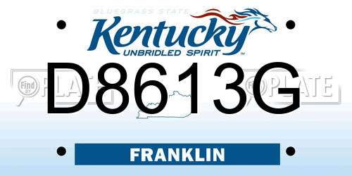 D8613G Kentucky License Plate