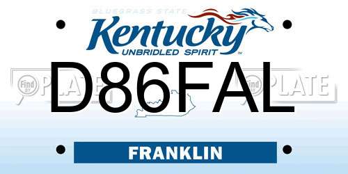 D86FAL Kentucky License Plate