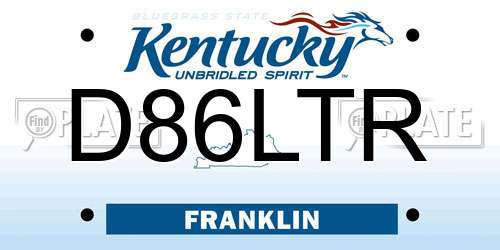 D86LTR Kentucky License Plate