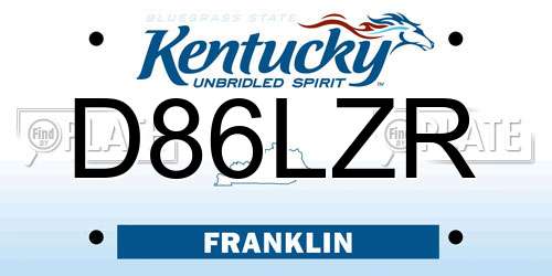 D86LZR Kentucky License Plate