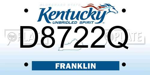D8722Q Kentucky License Plate
