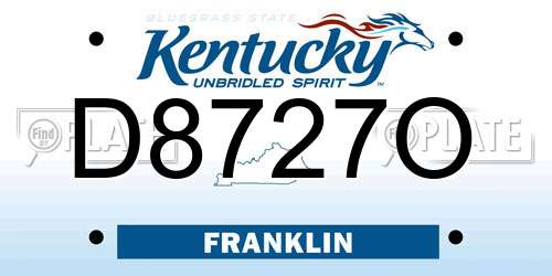 D8727O Kentucky License Plate