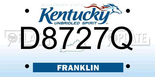 D8727Q Kentucky License Plate