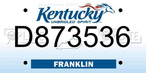 D873536 Kentucky License Plate
