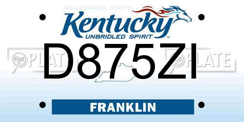 D875ZI Kentucky License Plate