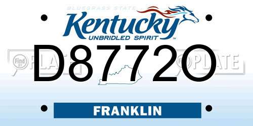 D8772O Kentucky License Plate