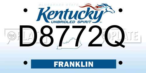 D8772Q Kentucky License Plate