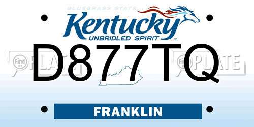 D877TQ Kentucky License Plate