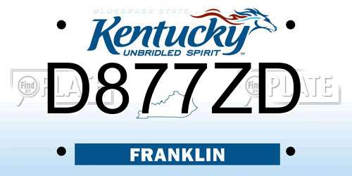 D877ZD Kentucky License Plate
