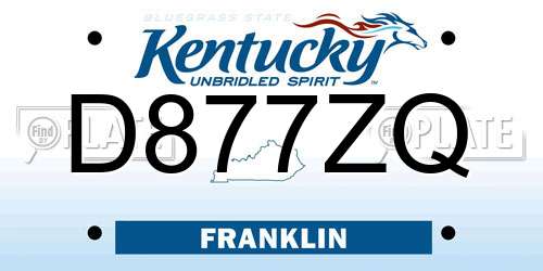 D877ZQ Kentucky License Plate