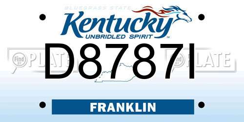 D8787I Kentucky License Plate