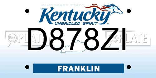 D878ZI Kentucky License Plate