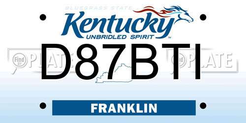 D87BTI Kentucky License Plate
