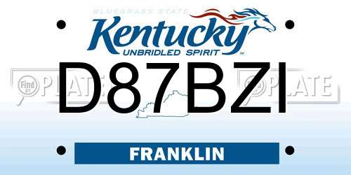 D87BZI Kentucky License Plate