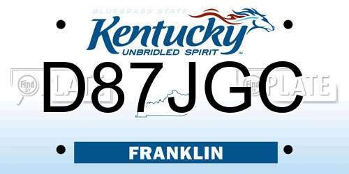 D87JGC Kentucky License Plate