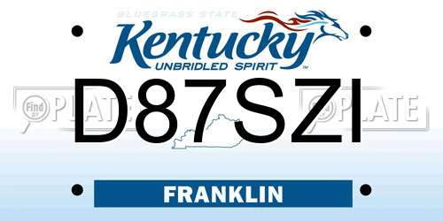 D87SZI Kentucky License Plate