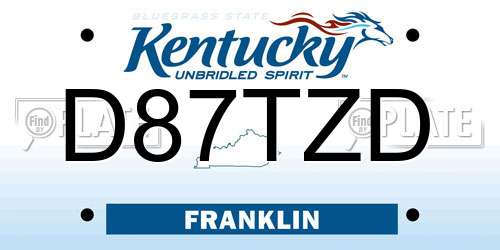 D87TZD Kentucky License Plate