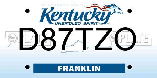 D87TZO Kentucky License Plate