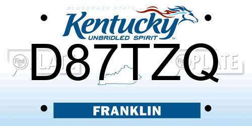 D87TZQ Kentucky License Plate