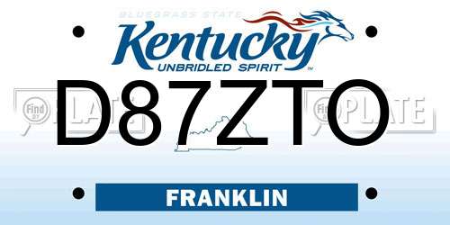 D87ZTO Kentucky License Plate