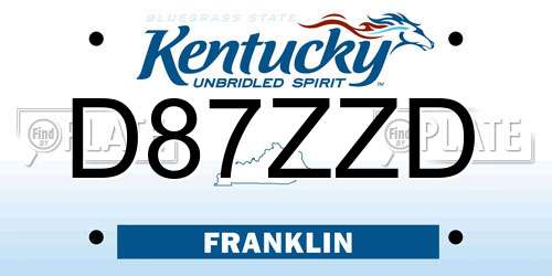 D87ZZD Kentucky License Plate