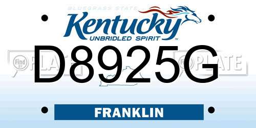 D8925G Kentucky License Plate