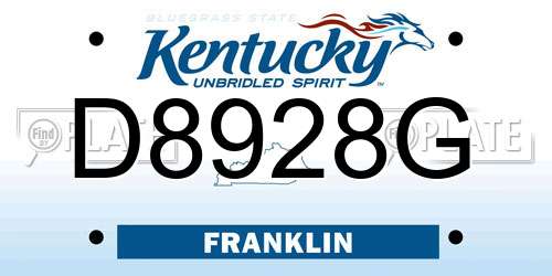D8928G Kentucky License Plate