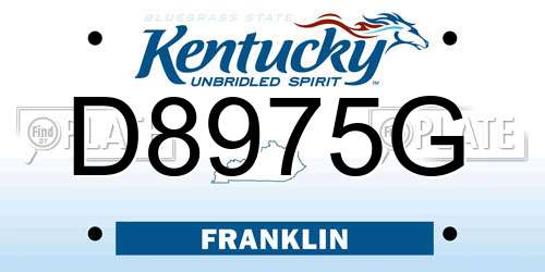 D8975G Kentucky License Plate