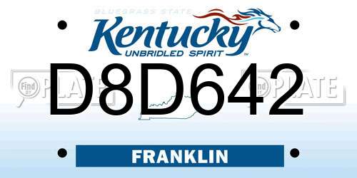 D8D642 Kentucky License Plate