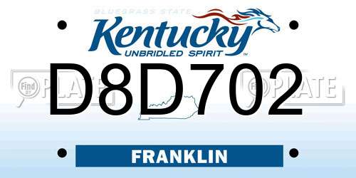 D8D702 Kentucky License Plate