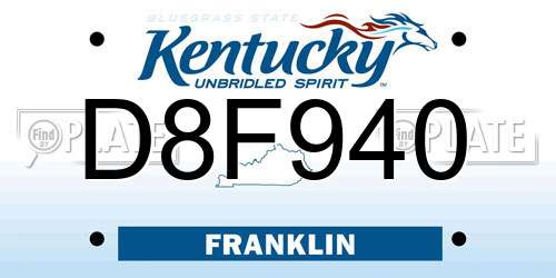 D8F940 Kentucky License Plate