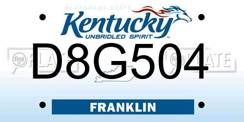 D8G504 Kentucky License Plate