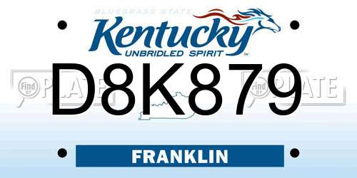 D8K879 Kentucky License Plate