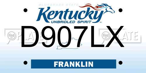 D907LX Kentucky License Plate