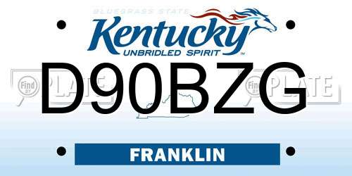 D90BZG Kentucky License Plate