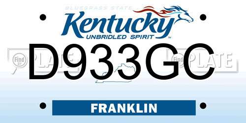 D933GC Kentucky License Plate