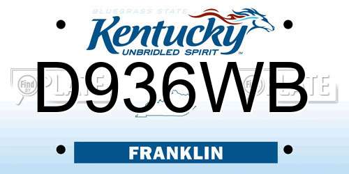 D936WB Kentucky License Plate