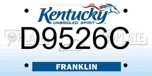 D9526C Kentucky License Plate