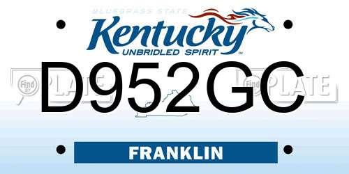 D952GC Kentucky License Plate