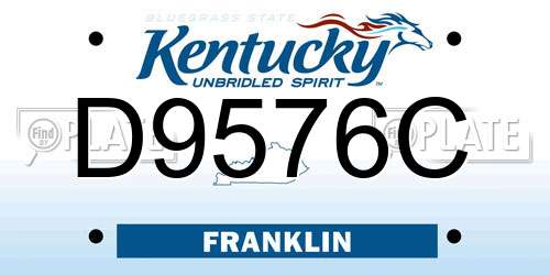 D9576C Kentucky License Plate