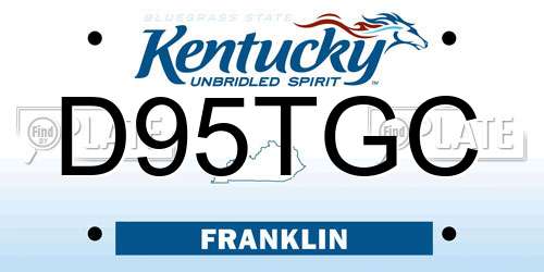 D95TGC Kentucky License Plate