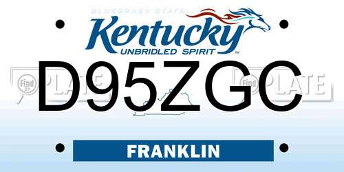 D95ZGC Kentucky License Plate