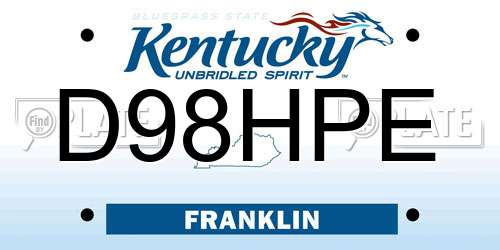 D98HPE Kentucky License Plate