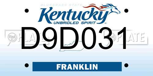 D9D031 Kentucky License Plate