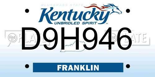 D9H946 Kentucky License Plate