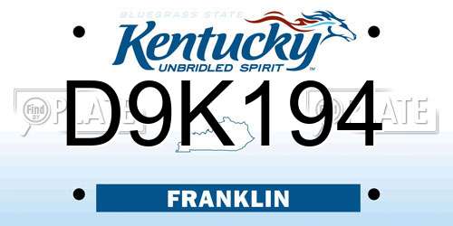 D9K194 Kentucky License Plate