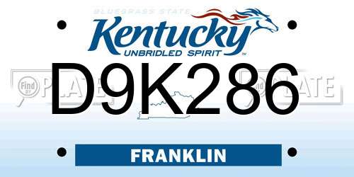 D9K286 Kentucky License Plate