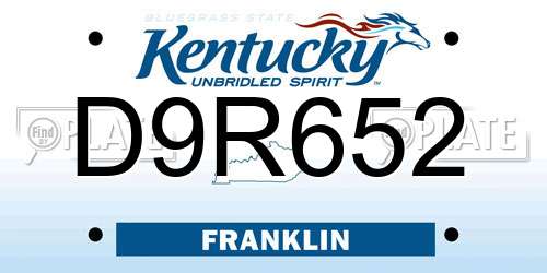 D9R652 Kentucky License Plate