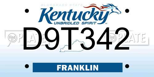 D9T342 Kentucky License Plate