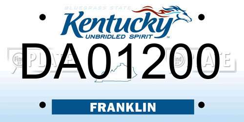 DA01200 Kentucky License Plate
